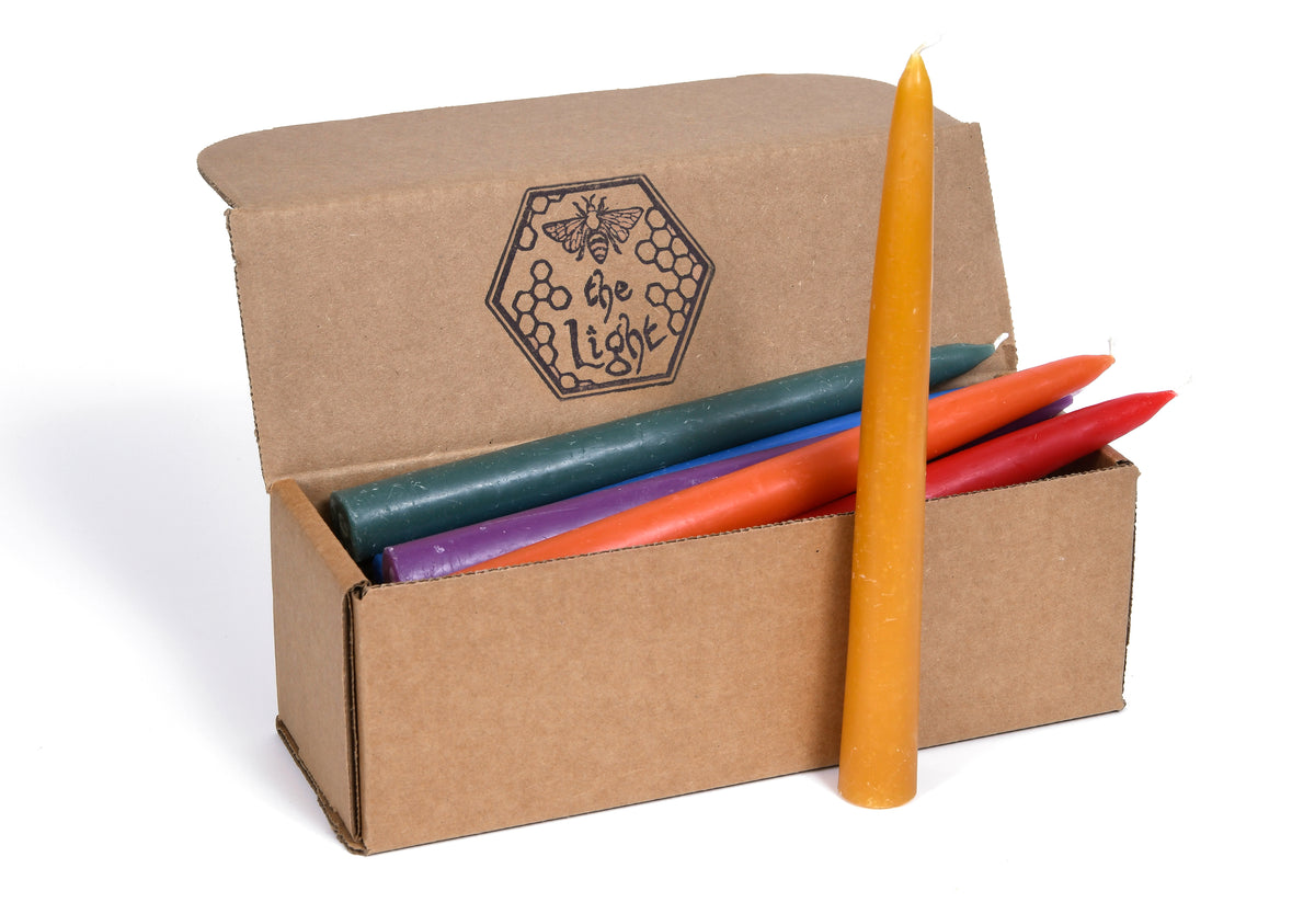 Pure Beeswax Tapers with Dipped Look - White Beeswax Taper Candles