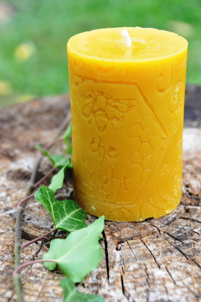 BeeTheLight Beeswax Pillar Candle - 100% Pure Bees Wax - Choose Your Size  and Color - 24 Hour Burn Time - 2x3 - Unscented - Natural Light Honey Scent