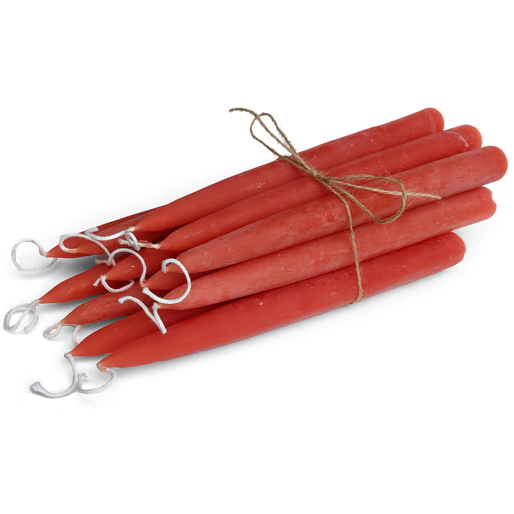 Pure Beeswax Candles – Tagged red taper candle – BEE Zero Waste